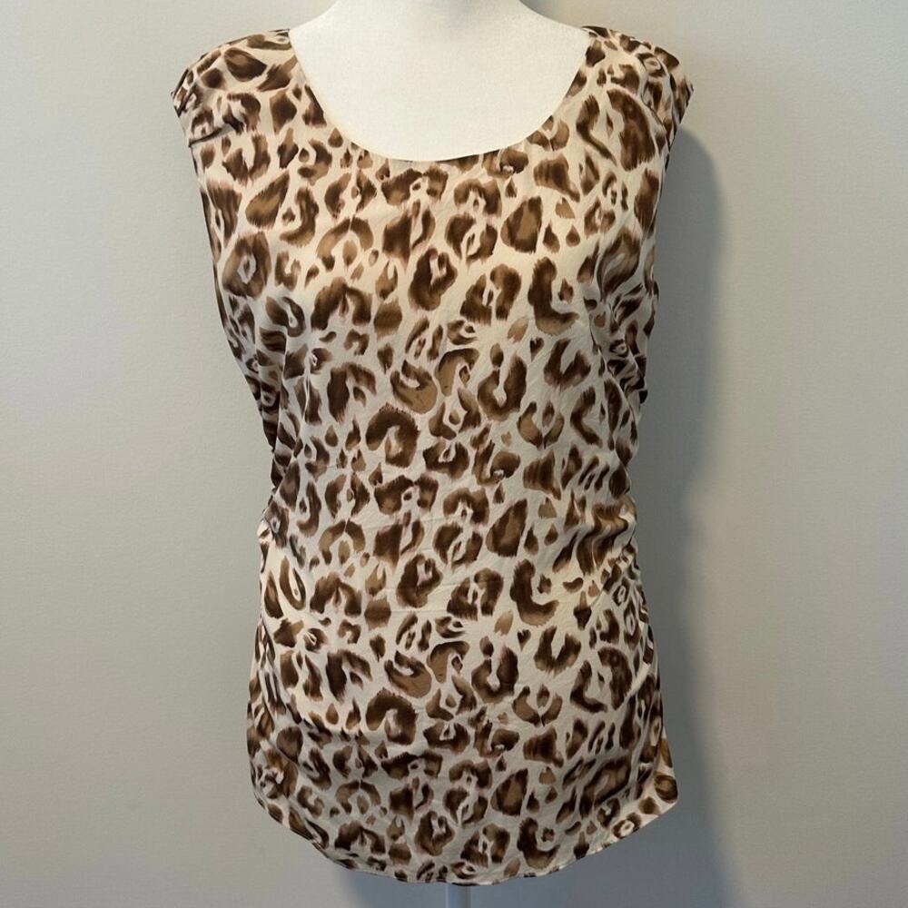 Ann Taylor Silk Leopard Print Sleeveless Blouse